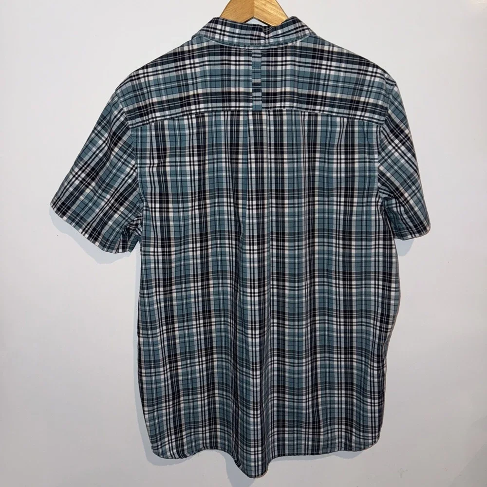 The North Face Mens XL Short Sleeve Button Down Blue  Plaid Shirt